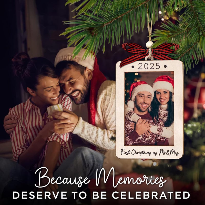 Hangwoous First Christmas As Mr And Mrs 2025 Picture Frame Ornament - Wedding Gifts for Newlyweds - First Christmas Married Ornament 2025 - Newlyweds Gifts For Couples - Mr And Mrs Wedding Gift - Portrait Frame - Image 5